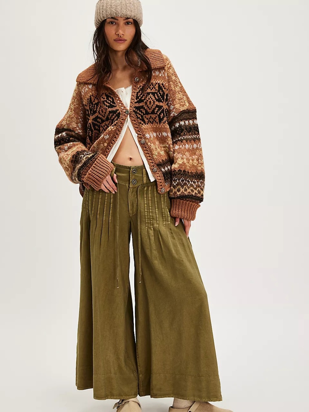Free People Fauna Wide-Leg Trousers Size 14